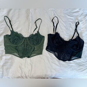 Hollister Lace Corset Set - Black and Green